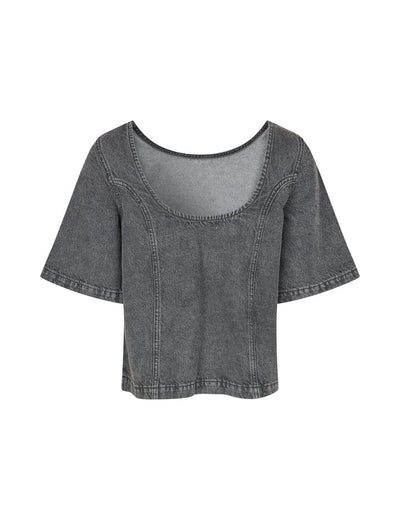 Global Funk Overdele Denim Top - Ananea-G - Grey - Global Funk