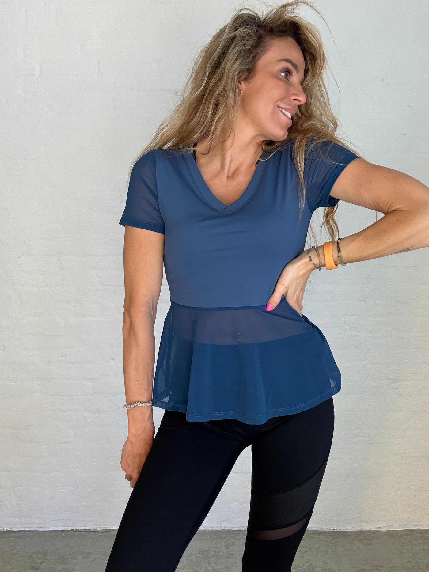 Sassy Copenhagen fitness Fitness bluse - Mia - Navy blå - Sassy Copenhagen