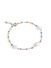 Gold bracelet with pearls - Blue - Lola - Enamel