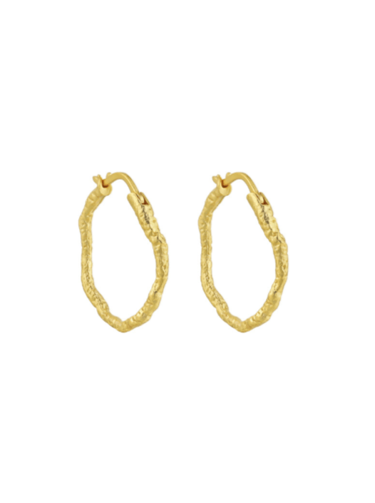 Andcopenhagen Guldøreringe Hammered hoops small - 18 karat guldbelagt sterlingsølv- Sicca Gold - Andcopenhagen