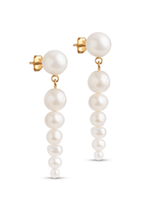 Long freshwater pearl earrings - Carmen - Enamel