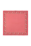 Lollys Laundry JennaLL Big Scarf in red, made of 100% cotton, featuring a floral and geometric pattern, shown flat.