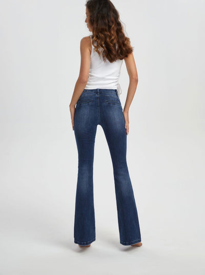 Cabana Living Underdele Low waiste flared jeans - blue denim - Cabana Living Congo