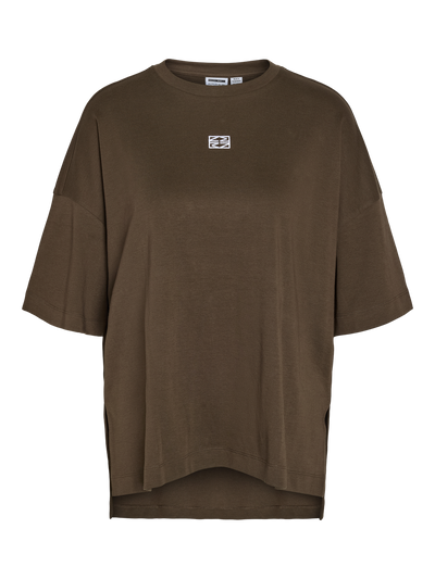 Noisy May - T-shirt - Brun - Kim S/S Slit - Stilkompagniet.dk