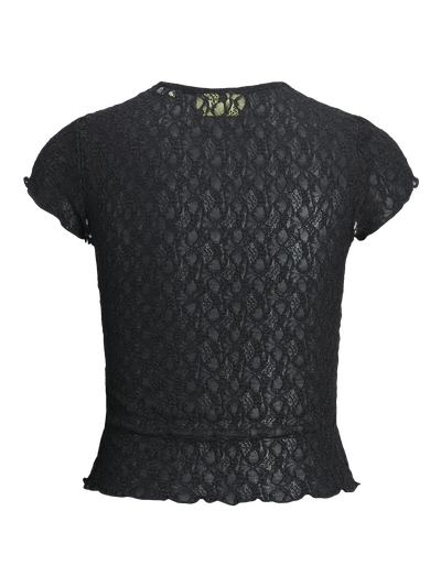 JJXX t-shirts & toppe Mesh t-shirt - Sort - Leah lace - JJXX