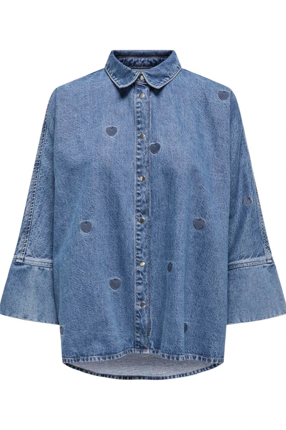 Only - Denim shirt - Blue denim with hearts - Grace