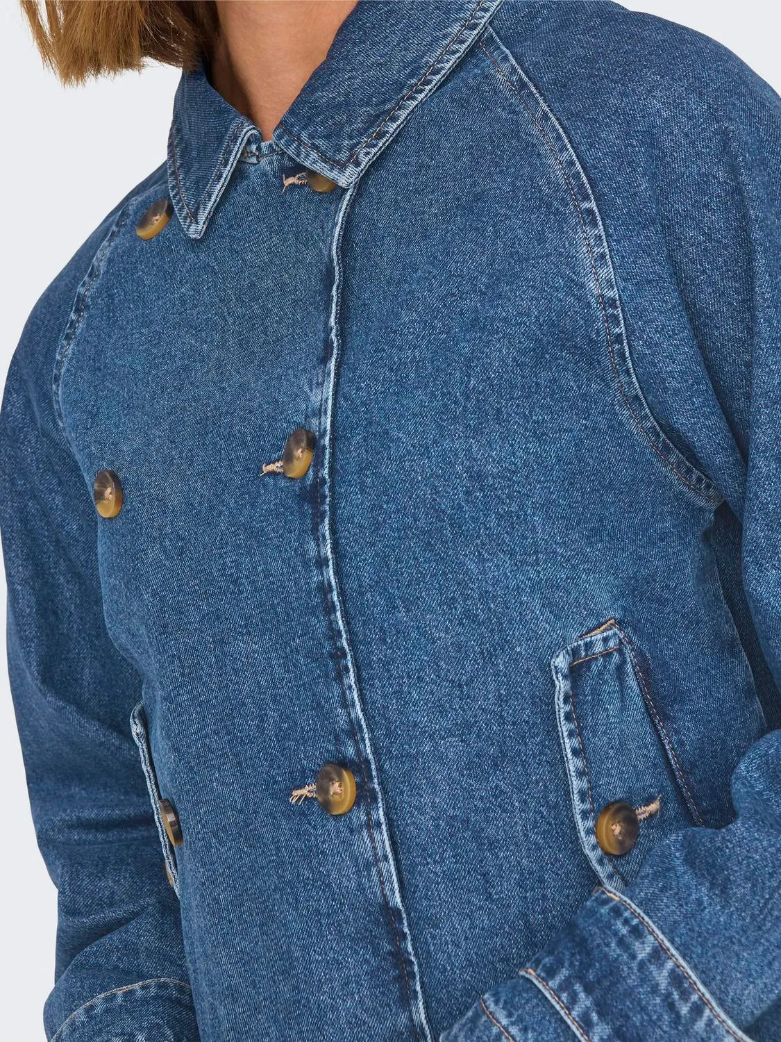 ONLY - Denim short trench coat - Blue denim - April