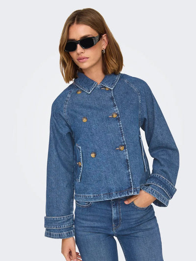 ONLY - Denim short trench coat - Blue denim - April