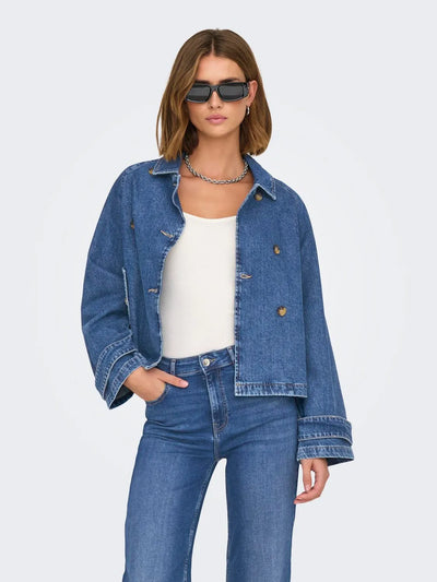 ONLY - Denim short trench coat - Blue denim - April