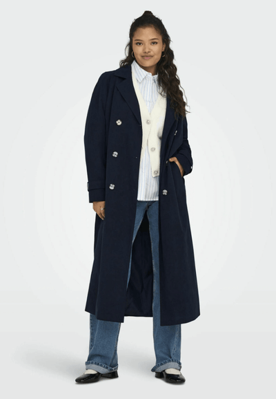 JDY Overtøj Oversize Trenchcoat - Panther mørkeblå - Jdy