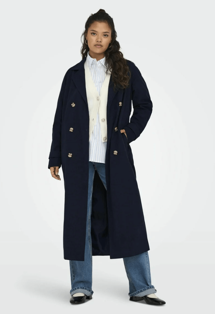 JDY Overtøj Oversize Trenchcoat - Panther mørkeblå - Jdy