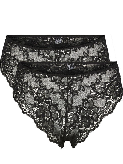 Pieces undertøj Pieces - Lina Lace Wide Brief Trusser 2pak. - Sort Blonde