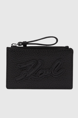 Pung -  Black - SKUARE FLAP ZIP CH GRAINY - Karl Lagerfeld