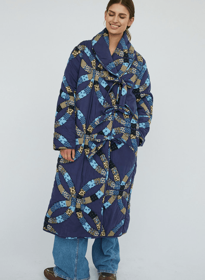 Sissel Edelbo Jakker Quiltet lang jakke - Sade coat - Blue circel - Sissel Edelbo