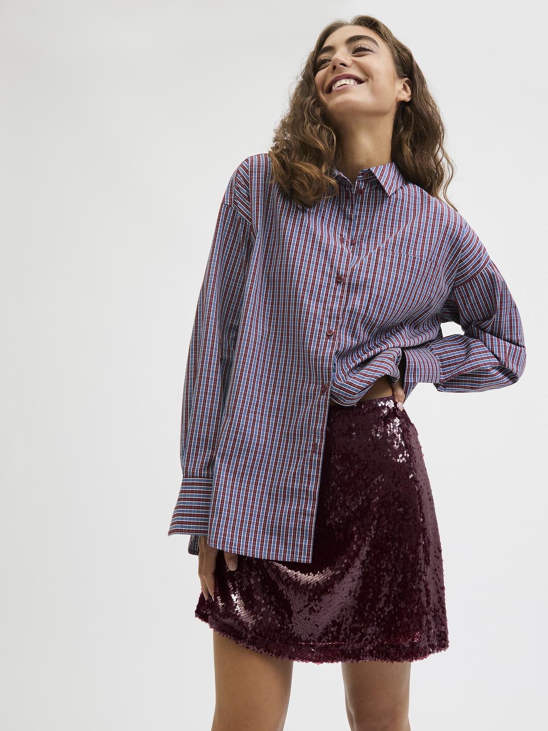 JJXX - Mini skirt - Bordeaux - Sia Tara Sequin