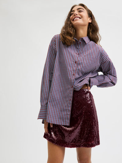 JJXX - Mini skirt - Bordeaux - Sia Tara Sequin