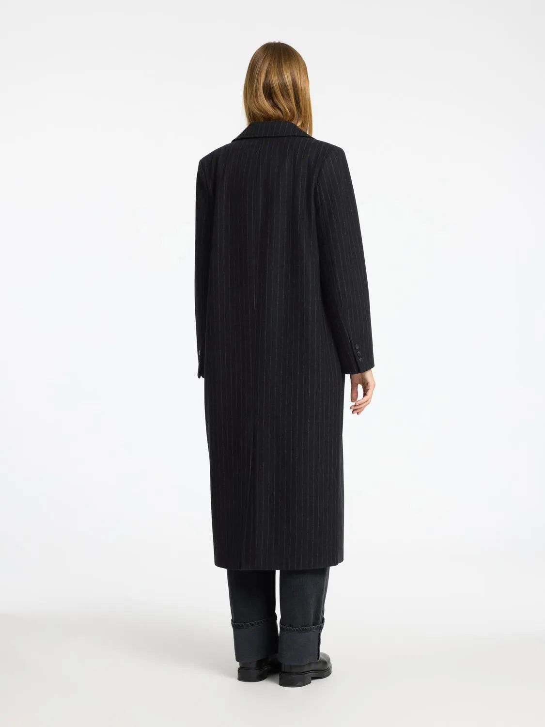 Selected femme - Wool jacket - Black with brown stripes - Alma long