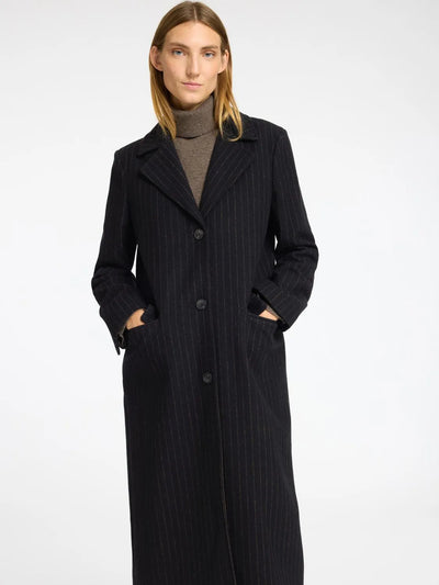 Selected femme - Wool jacket - Black with brown stripes - Alma long