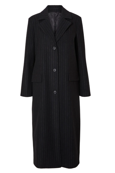 Selected femme - Wool jacket - Black with brown stripes - Alma long