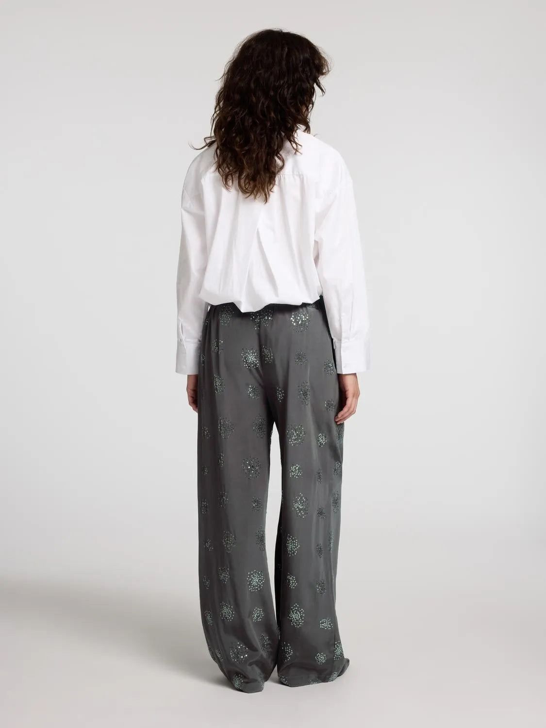 Gray satin trousers - Sequins - Selected femme