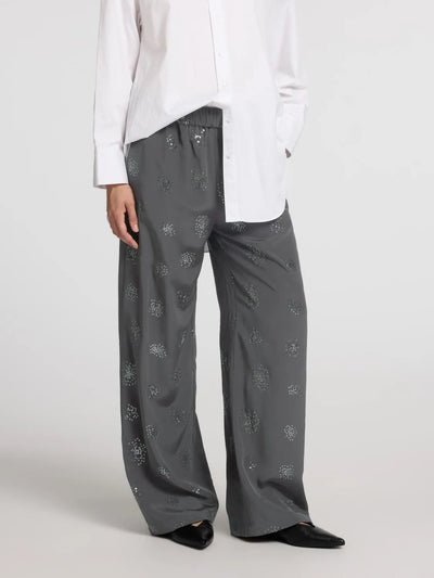 Gray satin trousers - Sequins - Selected femme