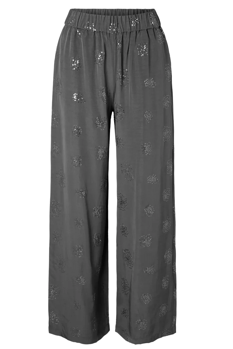 Gray satin trousers - Sequins - Selected femme