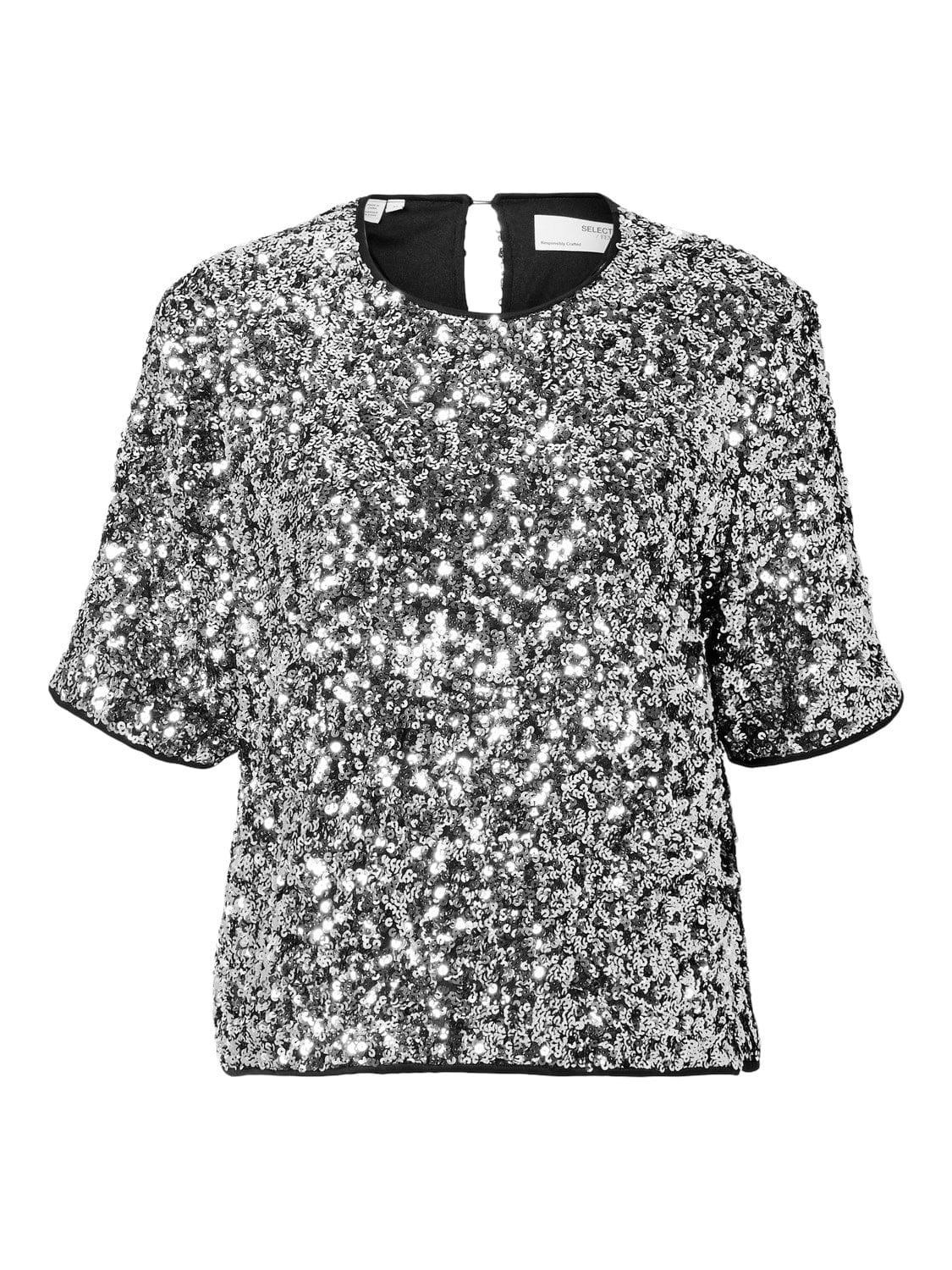 Selected Femme Overdele Sølv Paliet Top - Cora Selected Femme