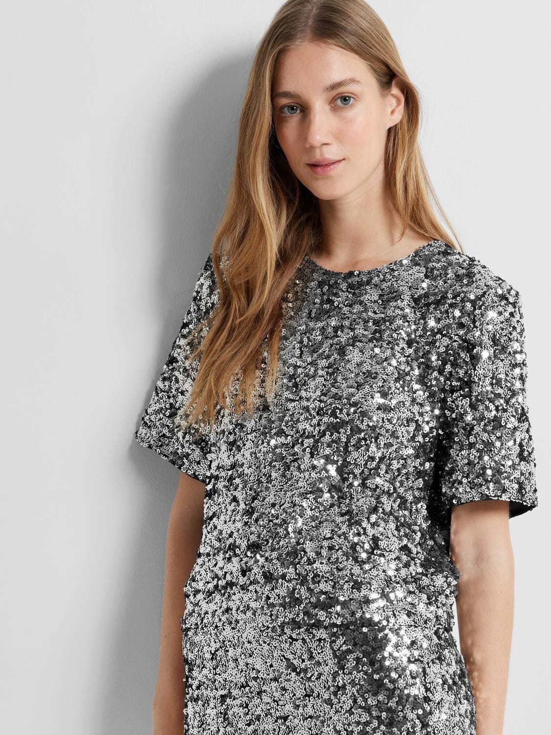 Selected Femme Overdele Sølv Paliet Top - Cora Selected Femme