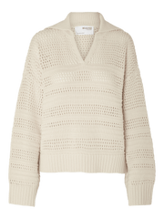 Strik pullover - Beige - Fina - Selected Femme ( lille i størrelsen)