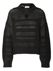 Strik pullover - Sort - Fina - Selected Femme ( lille i størrelsen)