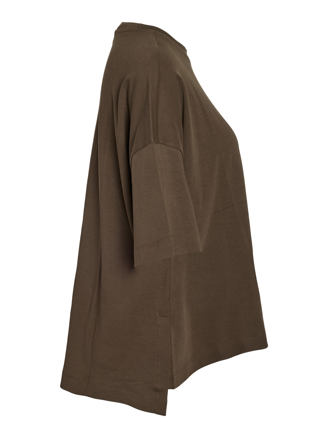 Noisy May - T-shirt - Brun - Kim S/S Slit - Stilkompagniet.dk