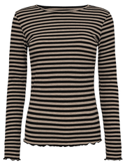 Viskose bluse - Sesame black stripe Natalia - Liberté