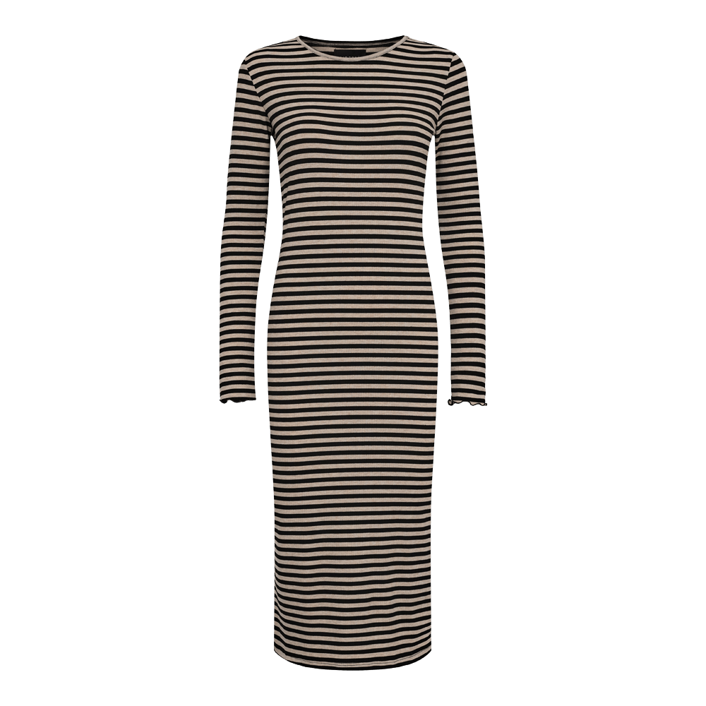 Liberté Kjoler Viskose kjole - Sesame black stripe Natalia - Liberté