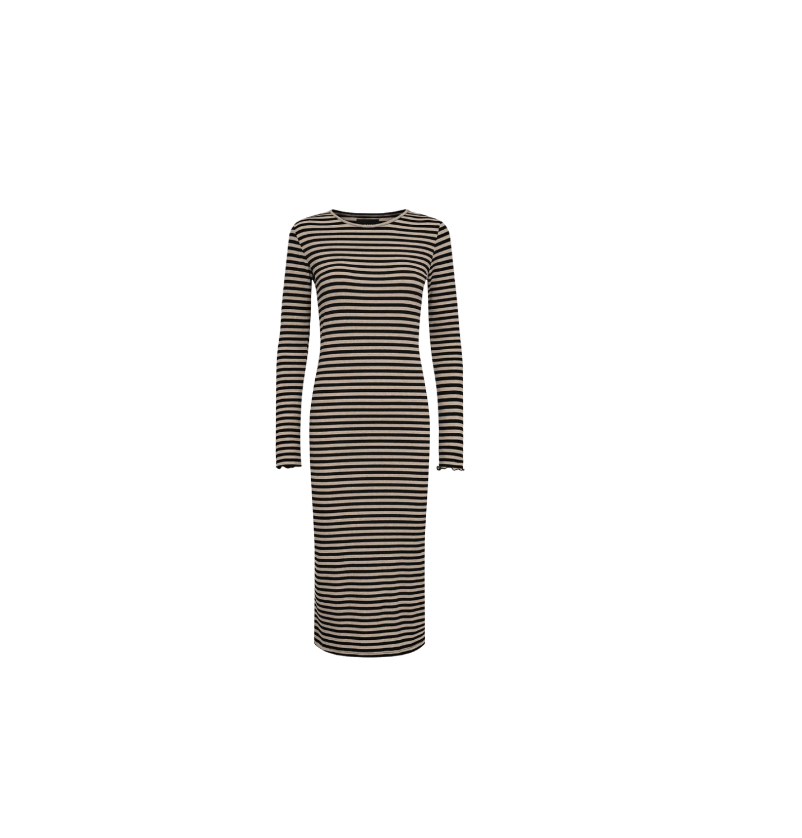 Liberté Kjoler Viskose kjole - Sesame black stripe Natalia - Liberté