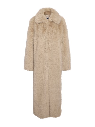 Noisy May - Jakke - Oatmeal - Evie Fur X-Long - Stilkompagniet.dk